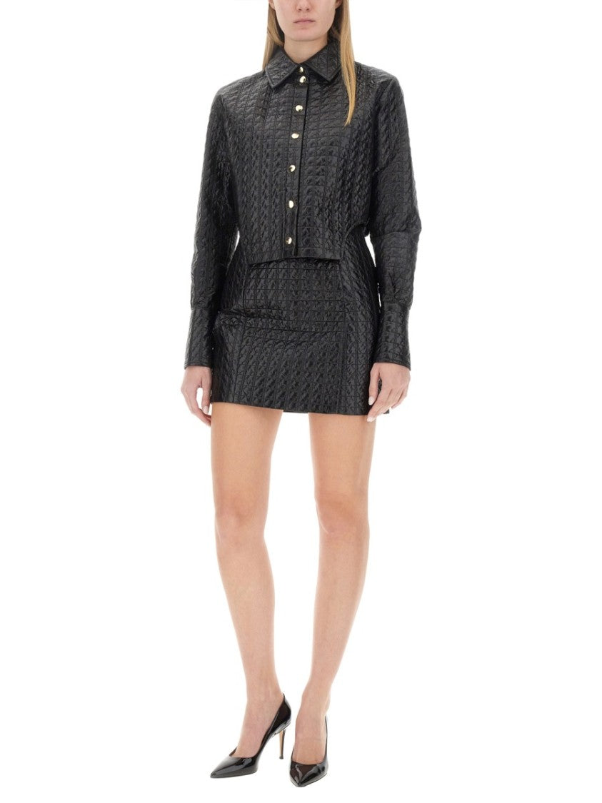 Patou Textured Black Mini Skirt With Fitted Silhouette