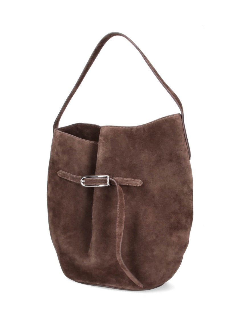 Liffner Suede Shoulder Bag With Front Strap