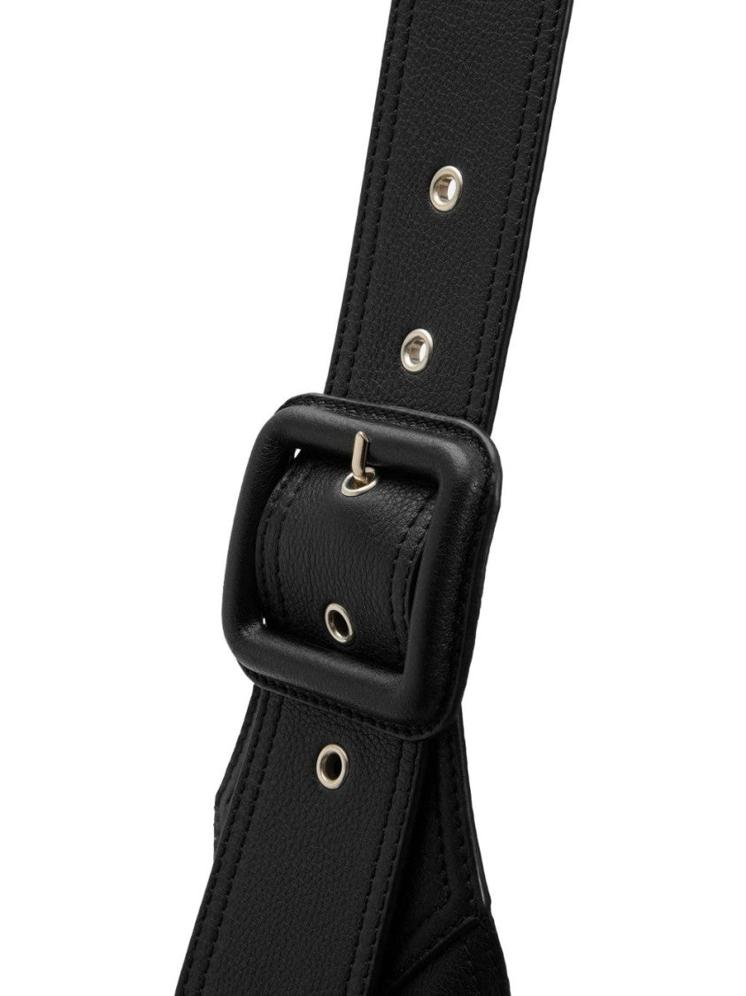 Ami Paris Black Structured Magnetic Fastening Square Bag