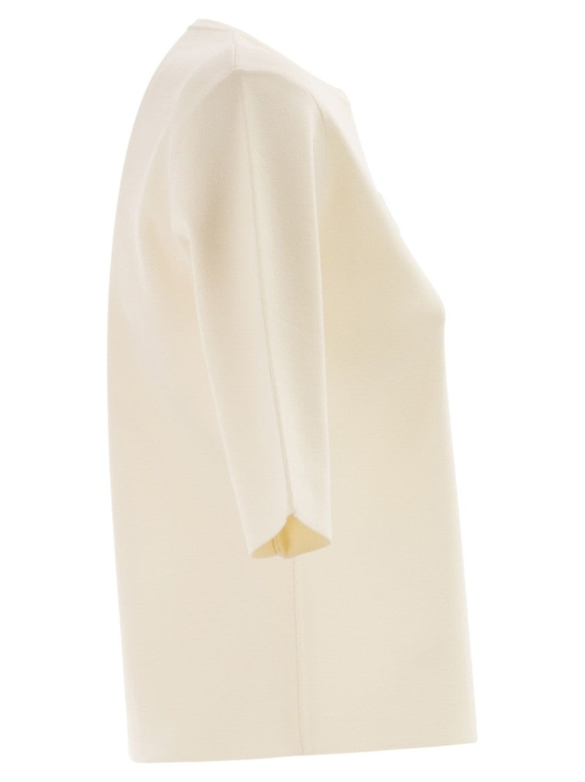 Max Mara Mxpaustero - Short-Sleeved Top With Embroidered Logo