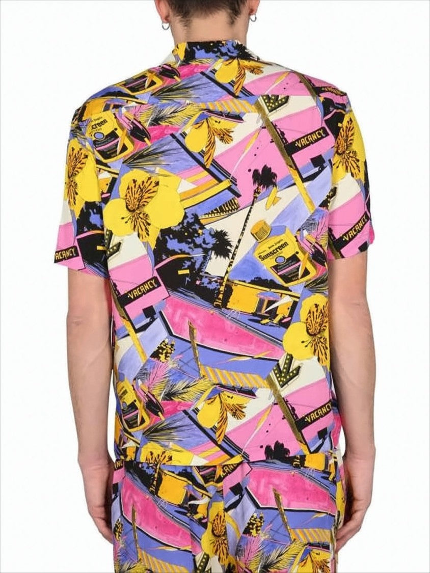 Palm Angels Short-Sleeve Shirt With Eclectic Floral Print