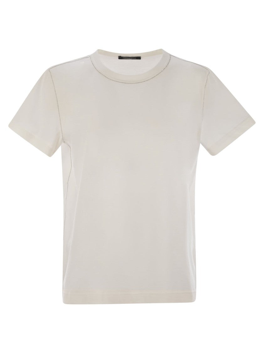 Fabiana Filippi Cotton Jersey T-Shirt With Diamond Thread Accents