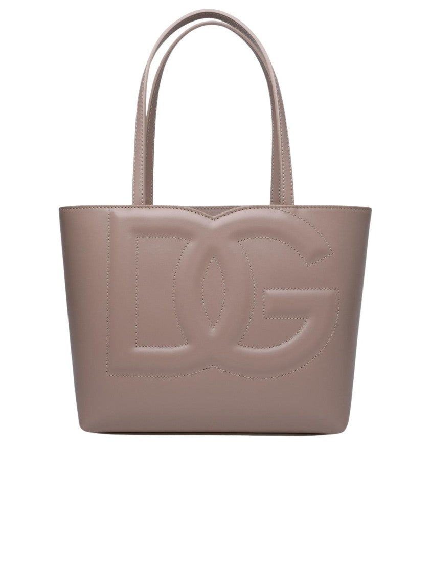 Dolce & Gabbana Small 'Dg' Shopping Bag In Powder Calf Leather