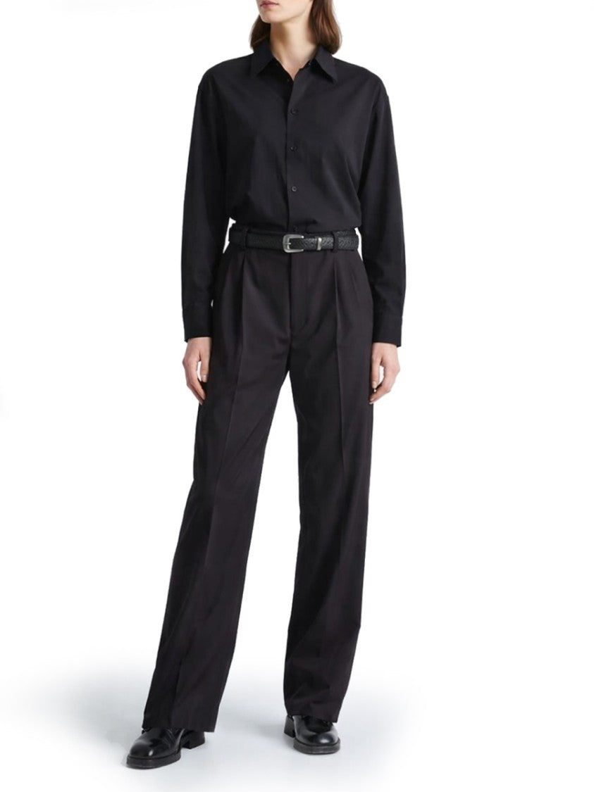 Lemaire Neutrals Neckline Tie Detail Silk-Blend Shirt
