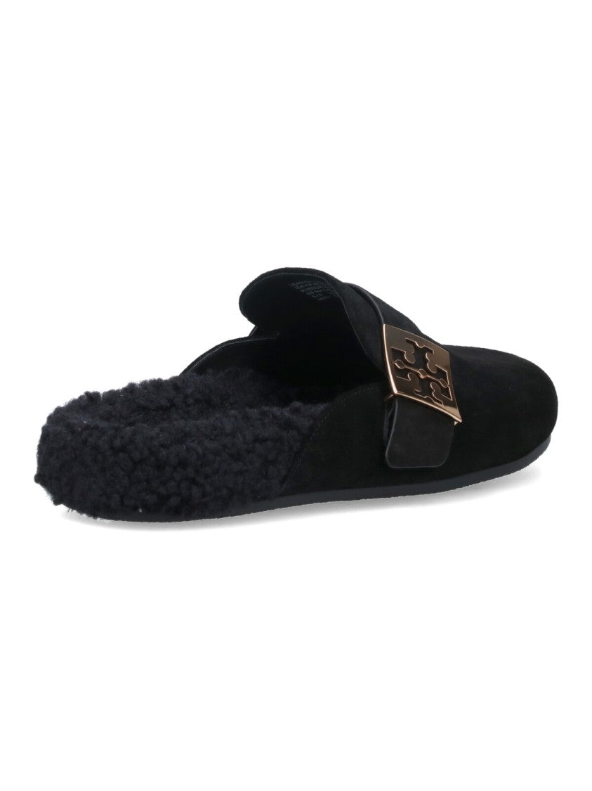Tory Burch Mellow Suede Mules – Black