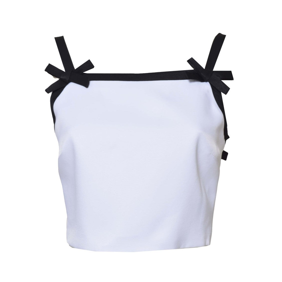 Msgm White Viscose Cropped Top With Bows