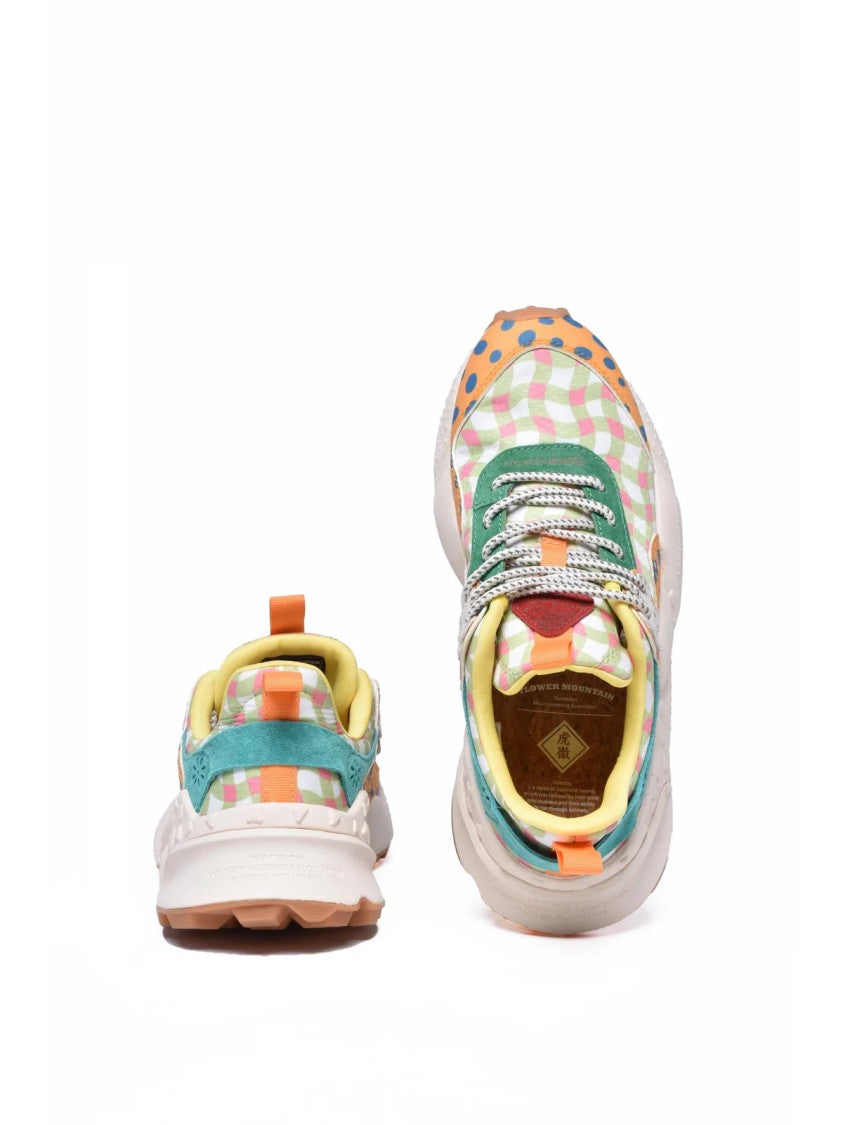 Flower Mountain Orange Blue Mixed-Material Low-Top Sneakers