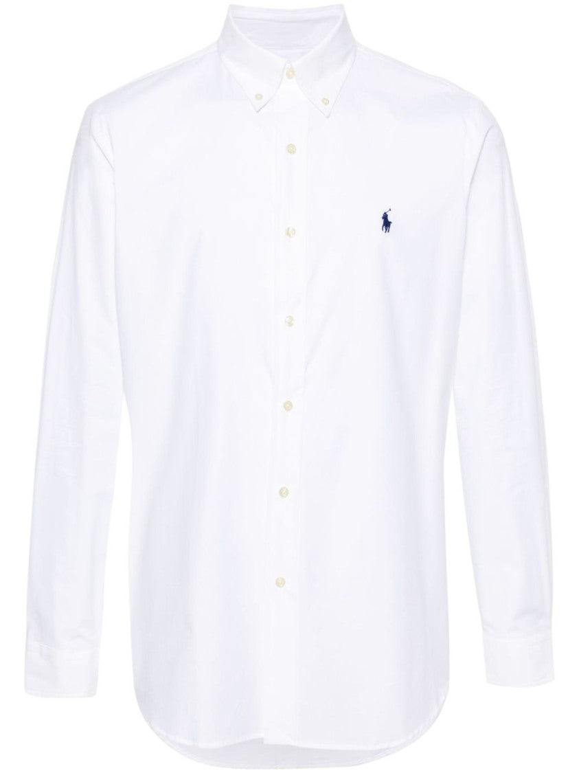 Polo Ralph Lauren White Stretch-Cotton Poplin Shirt With Signature Logo