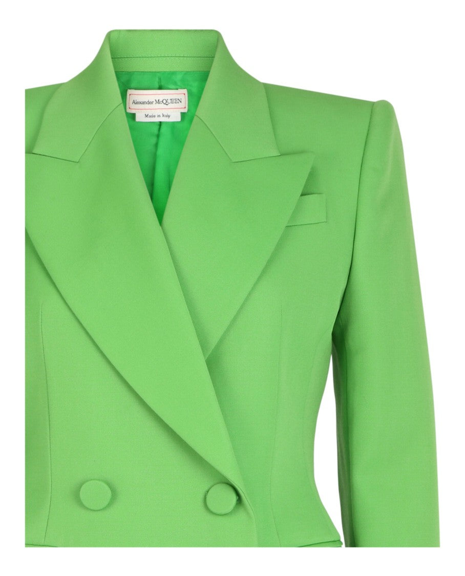 Alexander Mcqueen Double-Breasted Fitted Blazer With Peaked Lapels And Flap Pockets