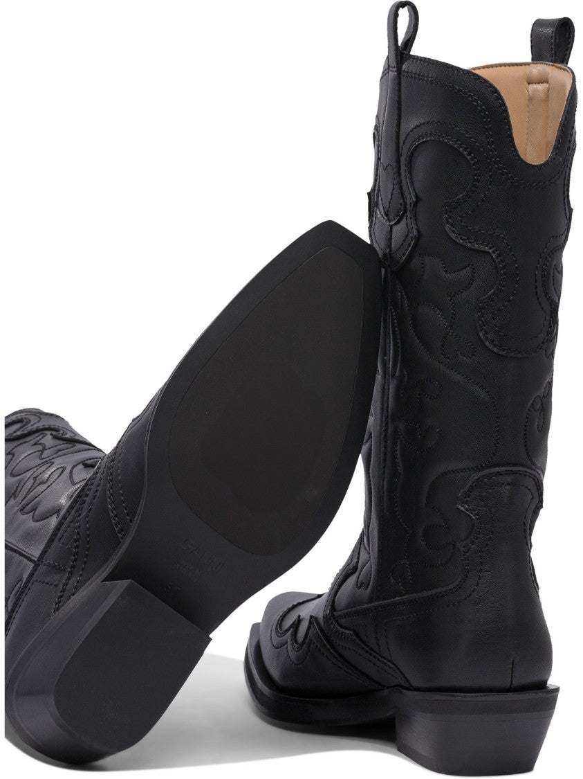 Ganni Embroidered Western Boots