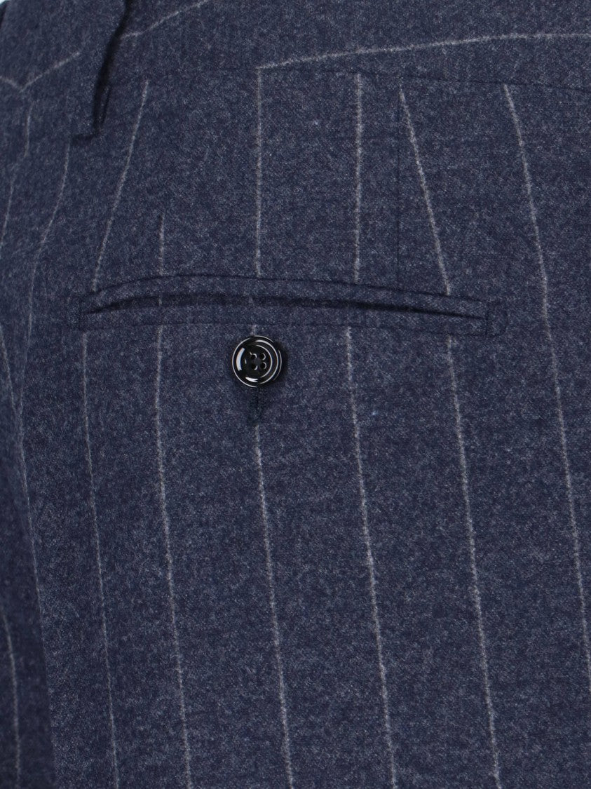 Lardini Pinstripe Virgin Wool And Cashmere Pants – Blue