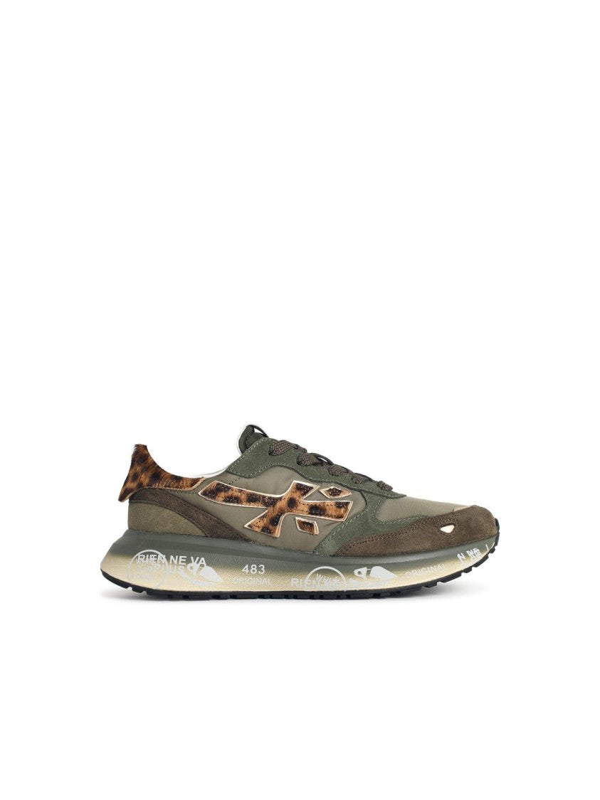 Premiata Lauryn' Sneakers In Suede And Green Fabric