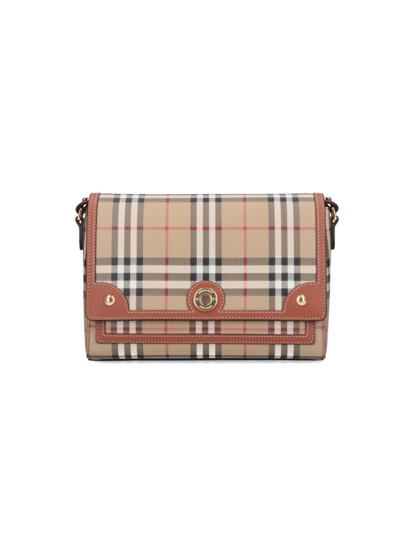 Burberry "Note" Check Crossbody Bag – Beige