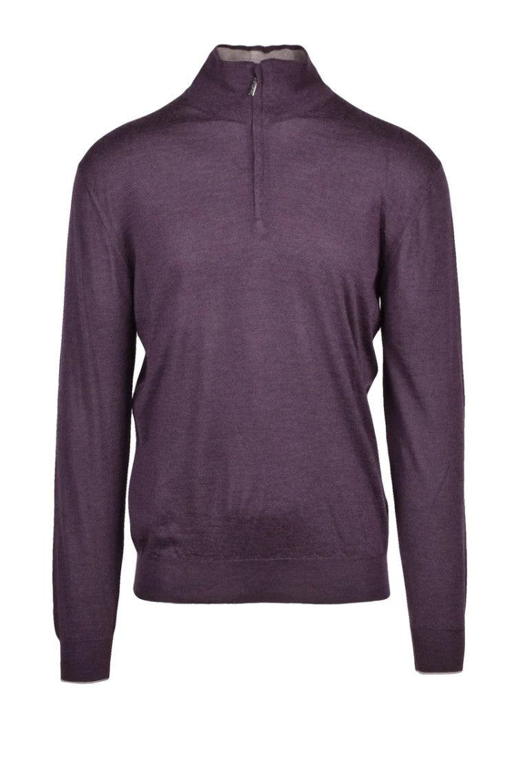 Cruciani High Neck Zip Pullover - Red