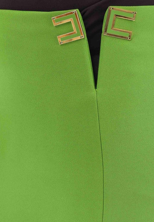 Elisabetta Franchi Double Stretch Crepe Side Slit Skirt