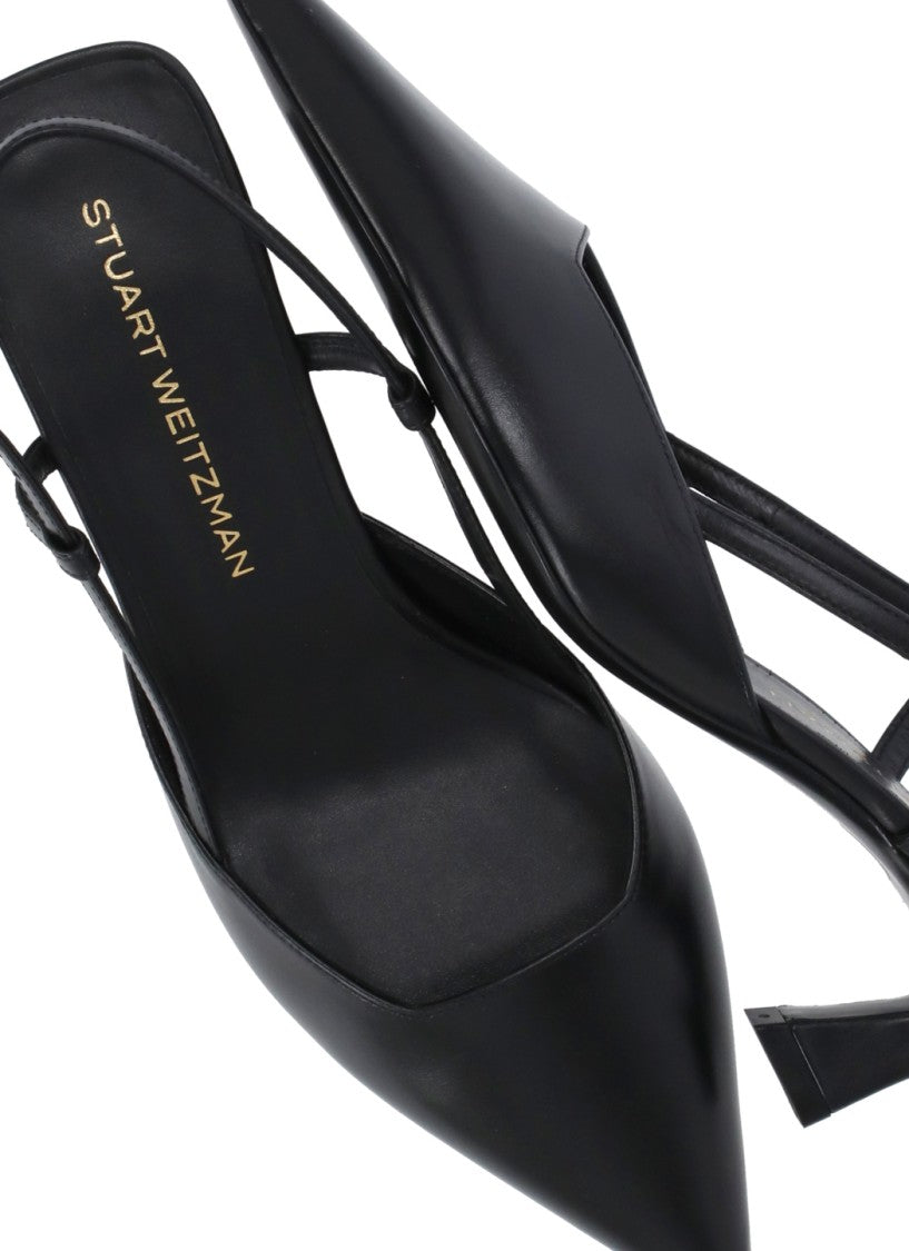 Stuart Weitzman Black Vinnie 50 Polished Leather Slingback