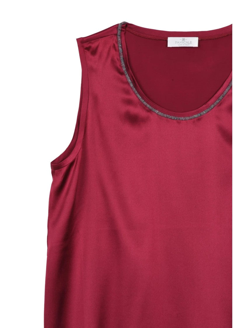 Panicale Red Satin Silk-Blend Top