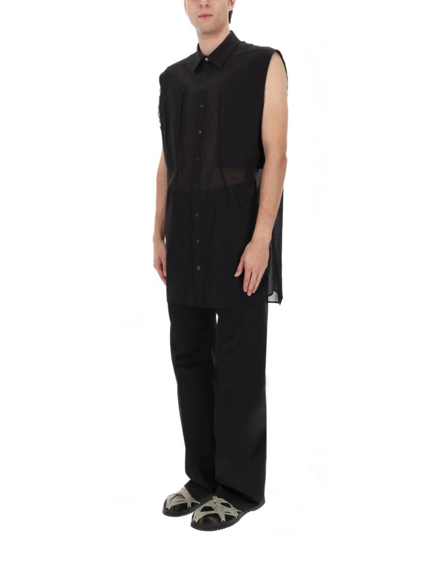 Rick Owens Neutrals Jumbo Sl Sheer Mesh Shirt