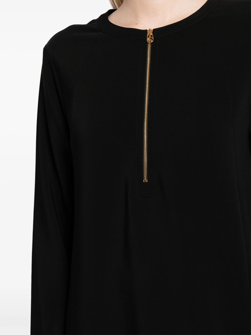 Stella Mccartney Black Iconic Zip Detailed Viscose Top