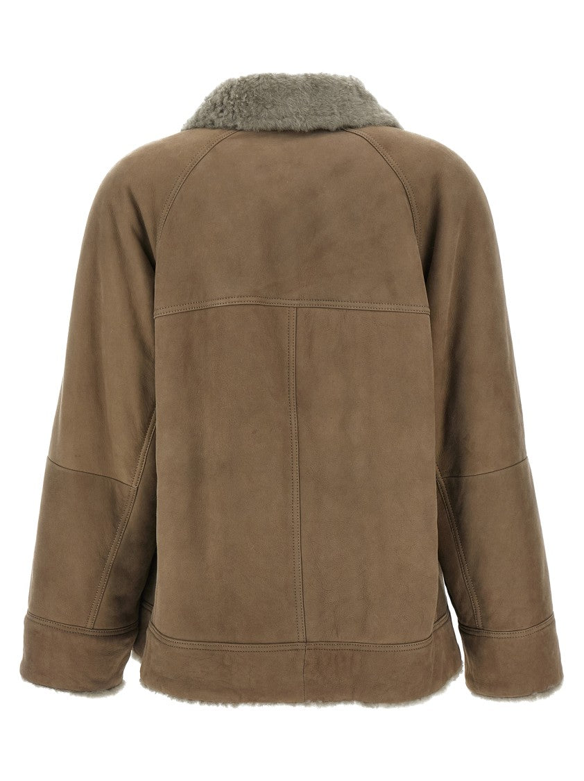 Brunello Cucinelli Brown Fuzzy Nappa Jacket