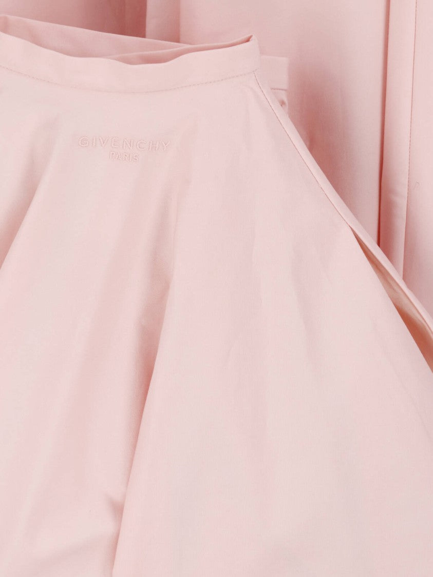 Givenchy Pink Pleated Poplin Logo Maxi Skirt