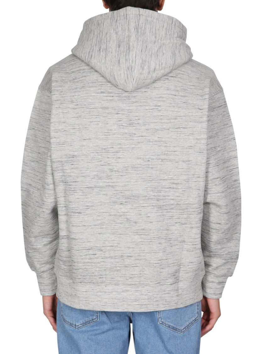 Moschino Heathered Grey Sweatshirt With Drawstring Hood
