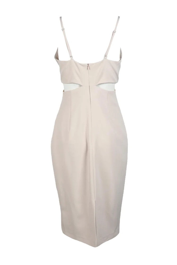Access Fashion Beige Sheath Dress Stretch