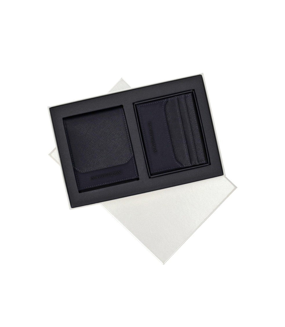 Emporio Armani Blue Wallet+Card Holder Set