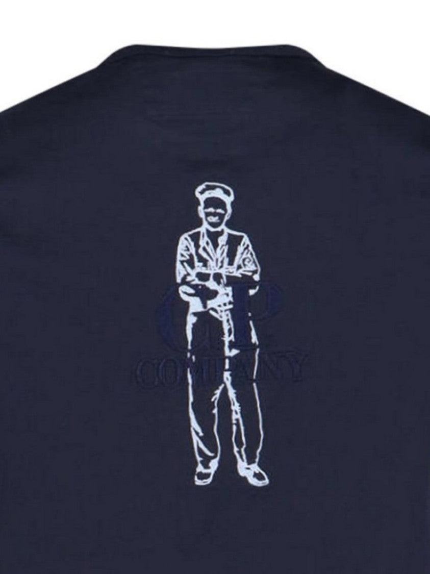 C.P. Company Short-Sleeved Blue T-Shirt With Logo Print