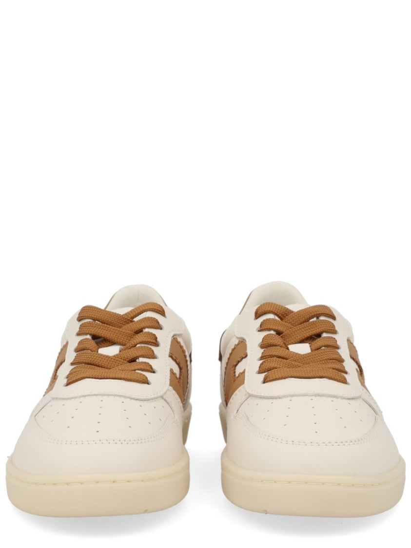 Hogan Neutrals Low-Top Perforated Toe Sneakers