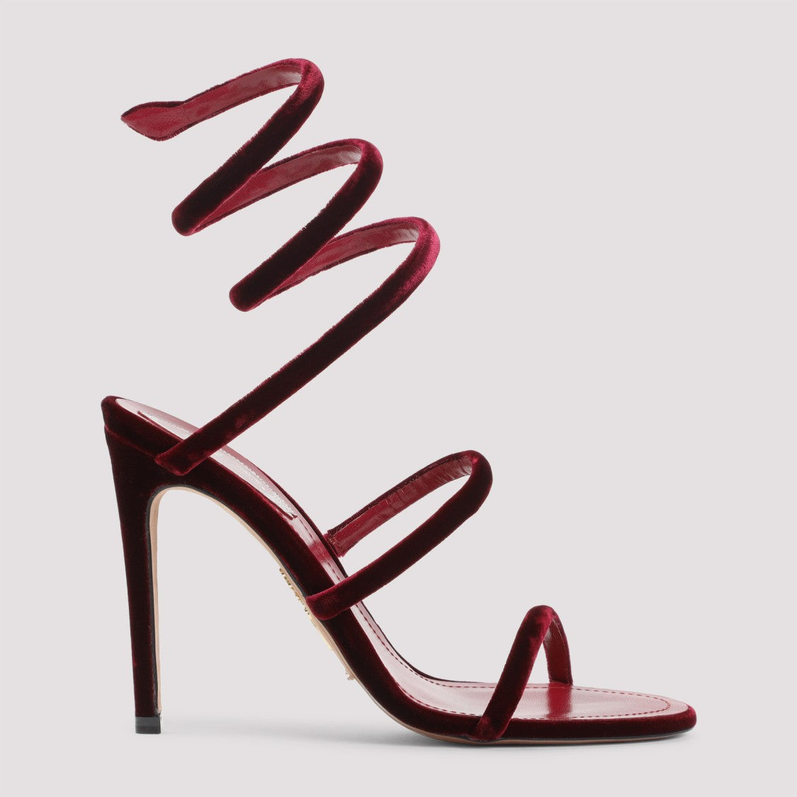 René Caovilla Spiral Design Velvet Heels With Ankle Wrap
