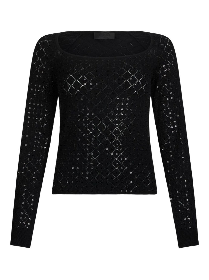 Liu Jo Fitted Black Sweater With Subtle Sequins