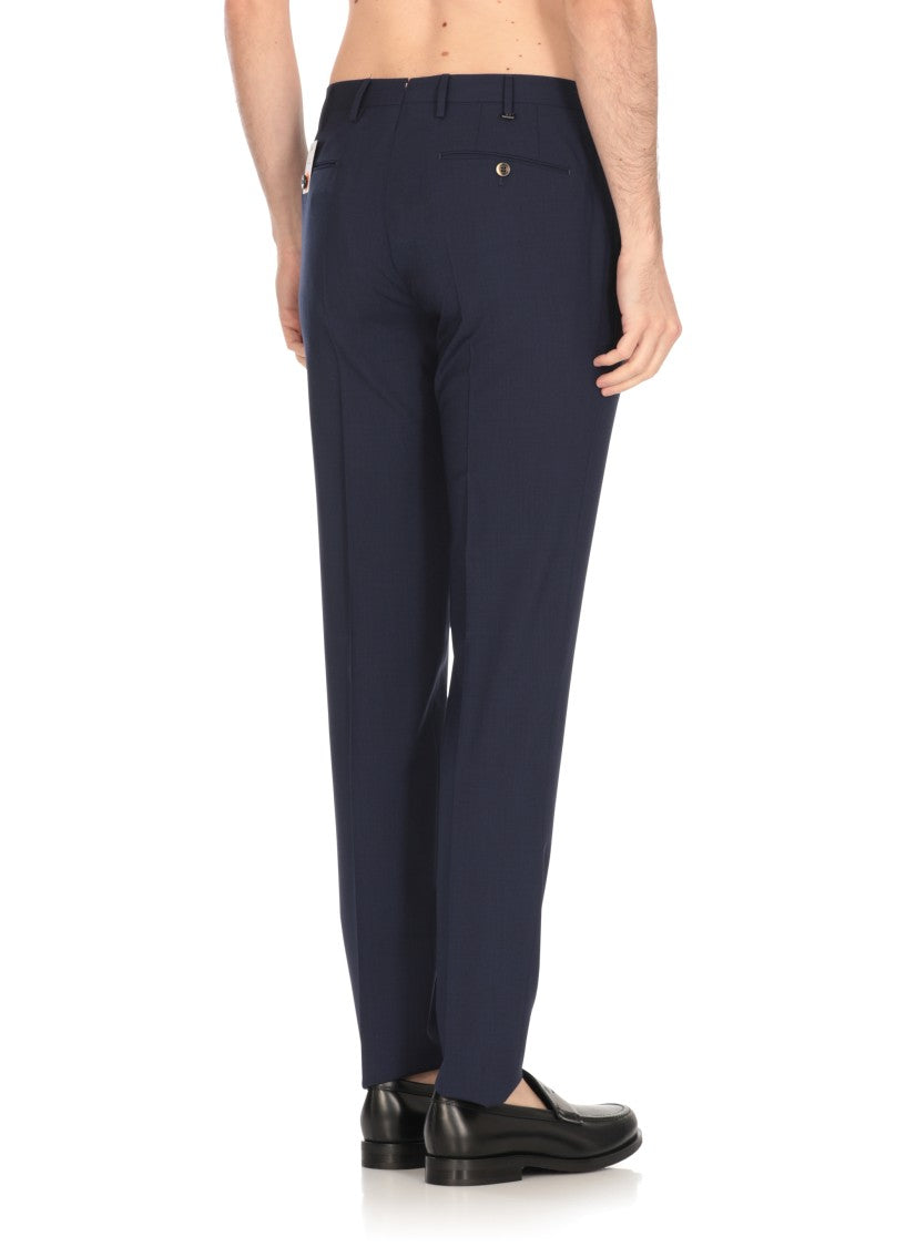 Pt Torino Blue Wool Trousers
