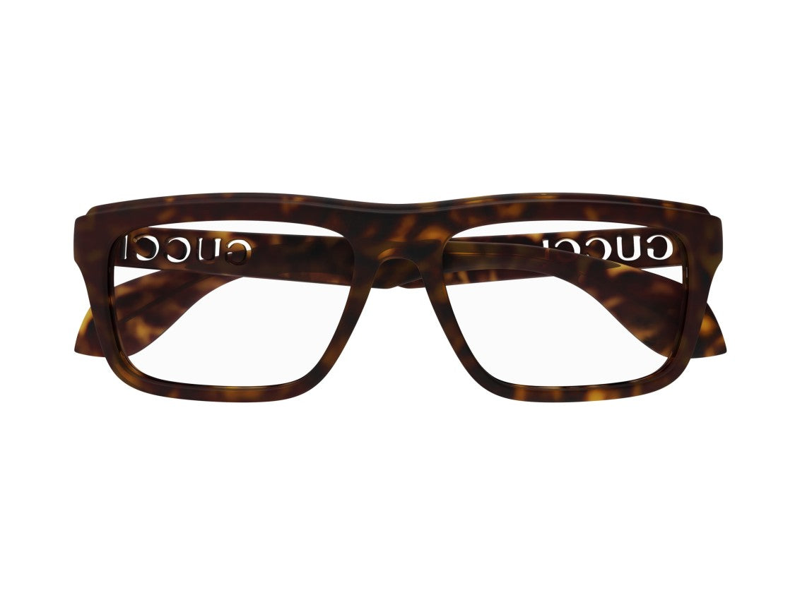 Gucci Gg1572o Glossy Tortoiseshell Oversized Square Eyeglasses