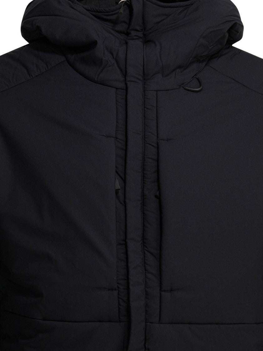 Daiwa Pier 39 Padded Black Jacket With Quilted Design And Minimalist Aesthetic