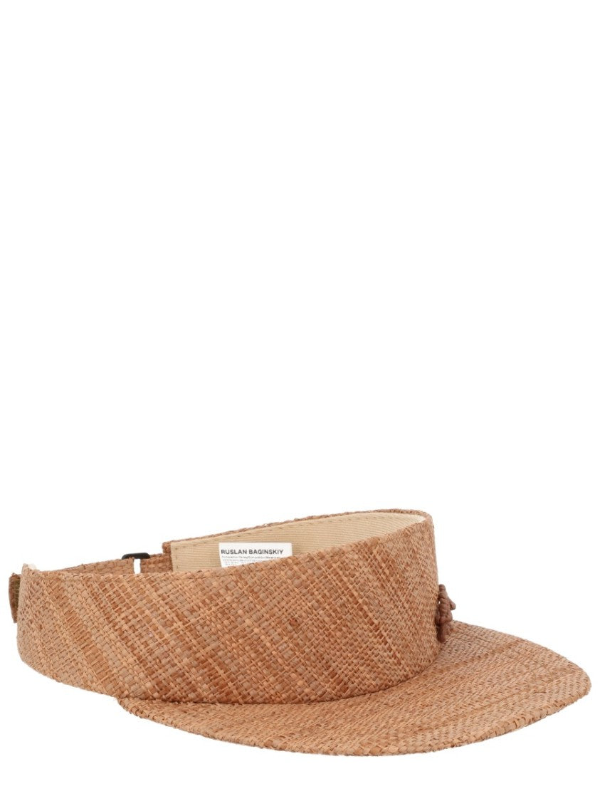Ruslan Baginskiy Natural Woven Straw Logo Visor Hat