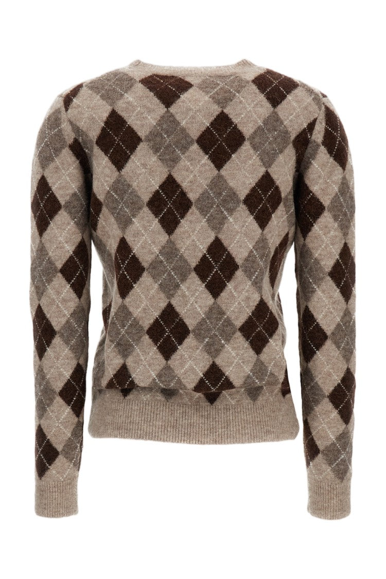 Parosh Plaid Wool-Blend Crewneck Sweater