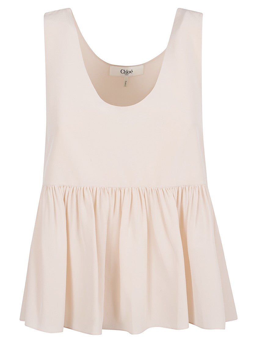 Chloé Flowing Gathered Sleeveless Top