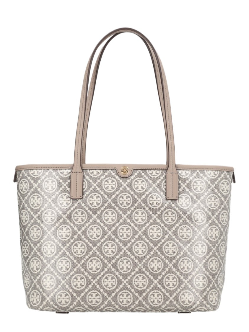 Tory Burch Structured Monogram Tote Bag With Metallic Detail