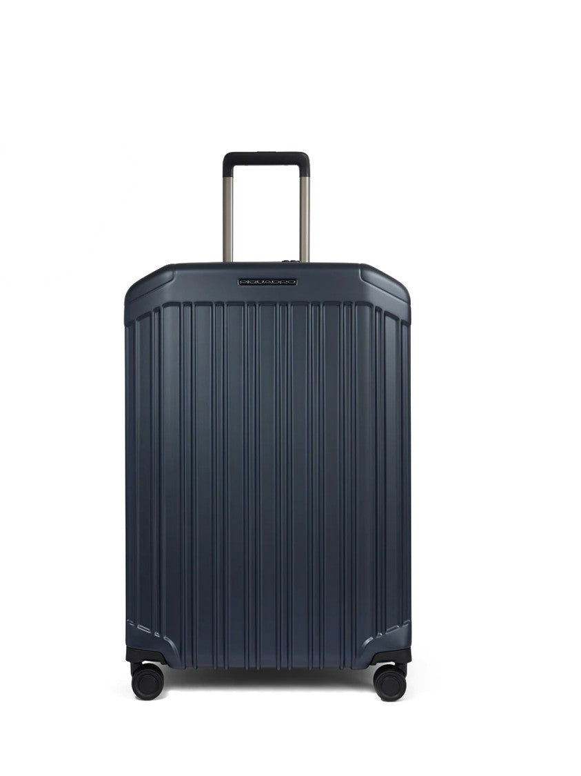 Piquadro Expandable Hard-Shell Suitcase With Ribbed Design