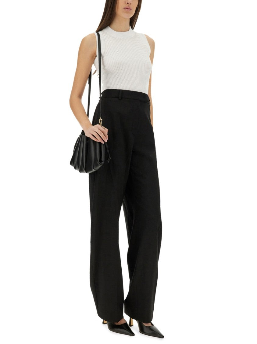 Sportmax Ribbed Sleeveless Slim Fit Top With High Neckline