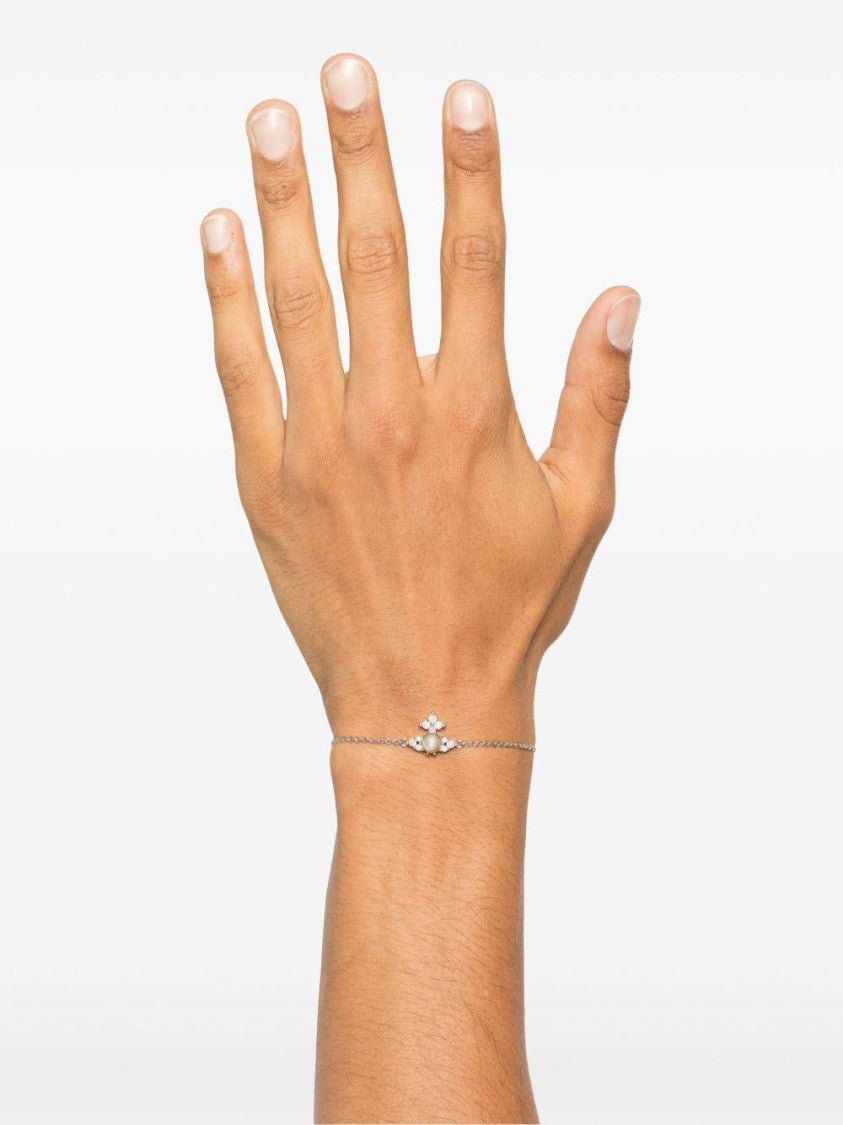 Vivienne Westwood Silver-Tone Orb Crystal Faux-Pearl Bracelet