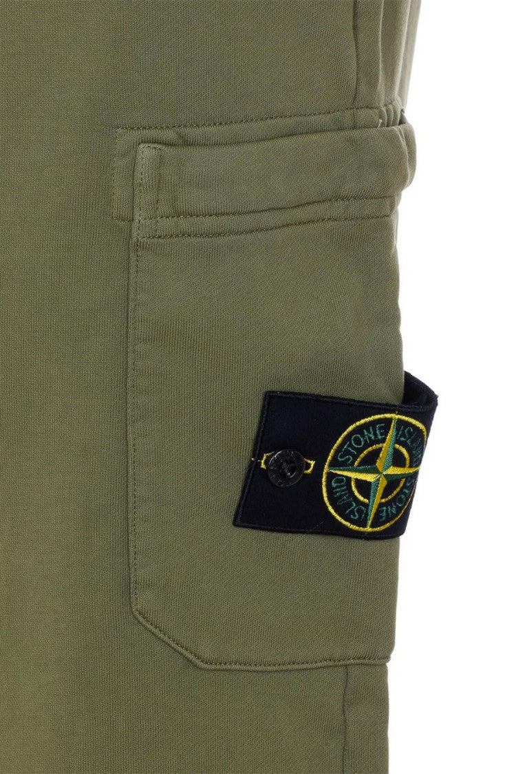 Stone Island Olive Green Side Badge Cotton-Blend Sweatpants