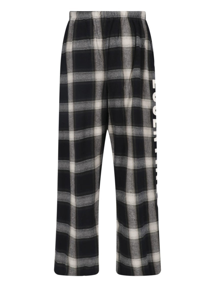 Fear Of God Essentials Graphite Plaid Cotton Wide-Leg Pants