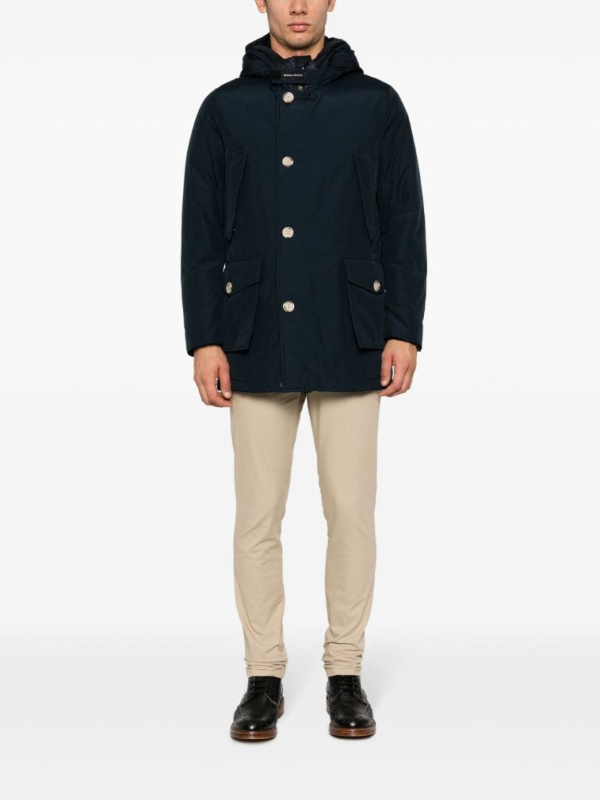 Woolrich Navy Blue Cotton Blend Down-Filled Parka