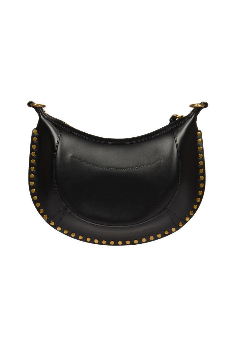 Isabel Marant Crescent-Shaped Black Leather Bag With Gold Accents