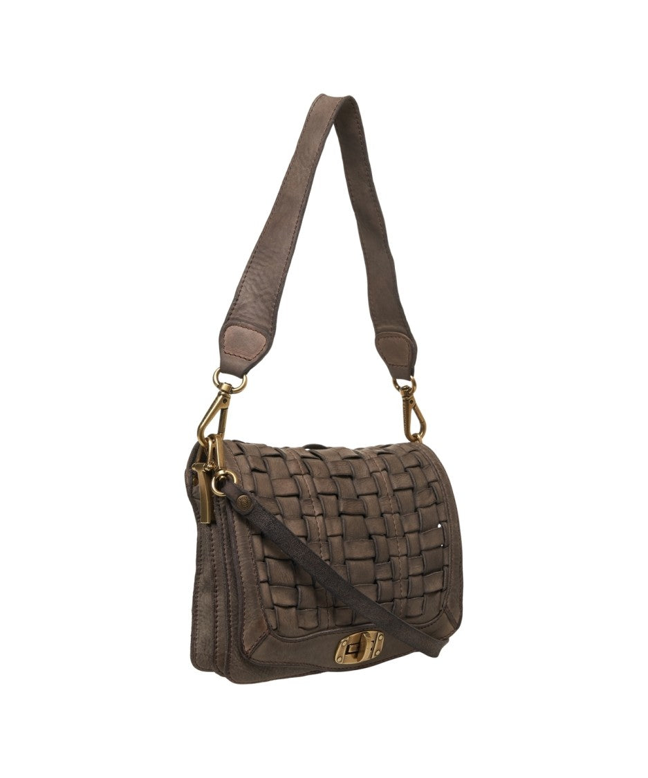 Campomaggi Vintage Woven Leather Shoulder Bag With Adjustable Strap