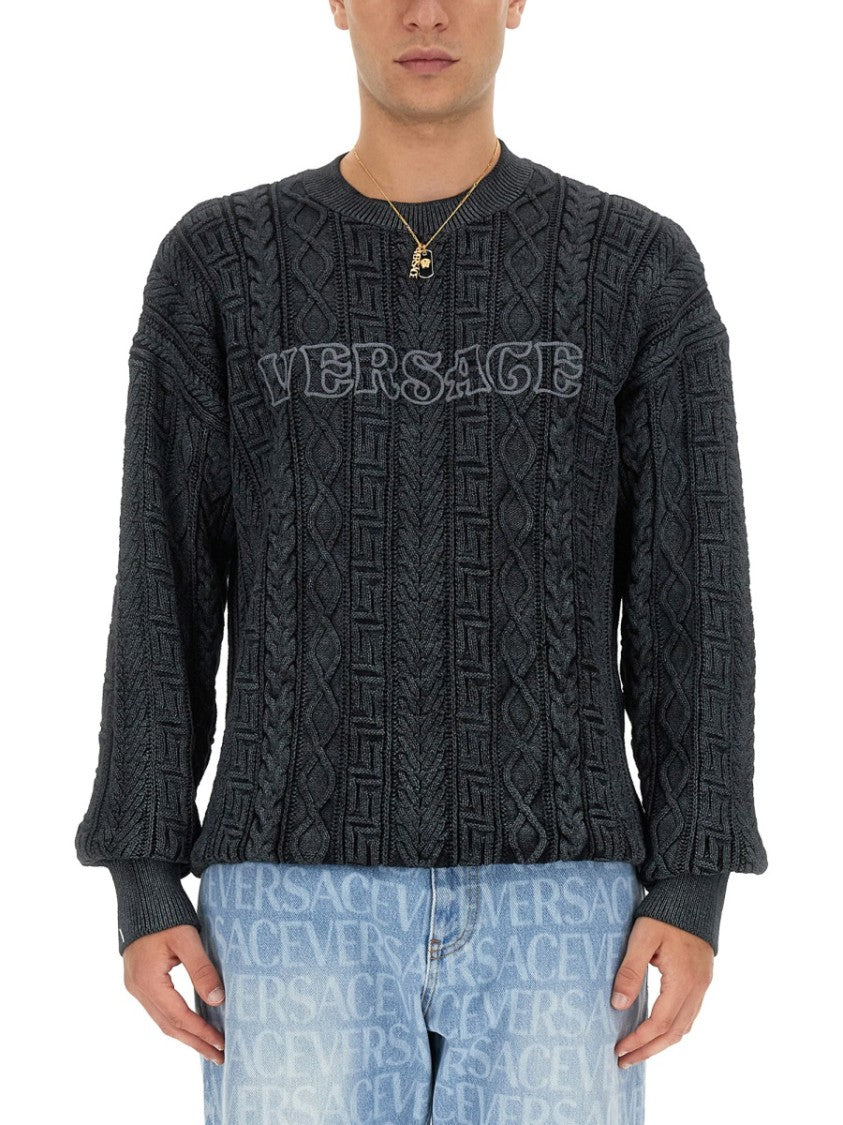 Versace Knit With Greek Braid Work