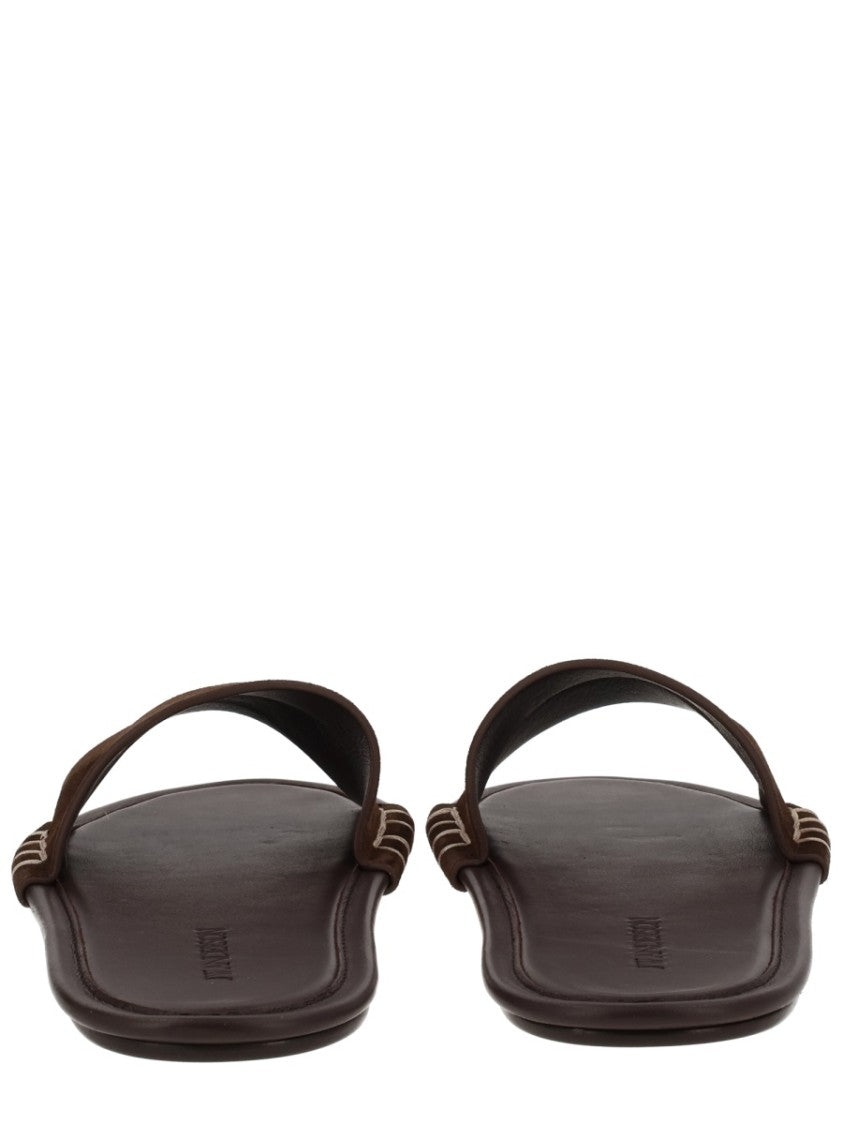 J. W. Anderson Wide Strap Brown Suede Sandals