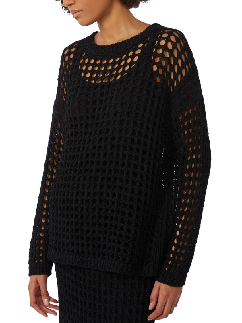 Max Mara Grid-Pattern Long-Sleeved Top With Relaxed Fit